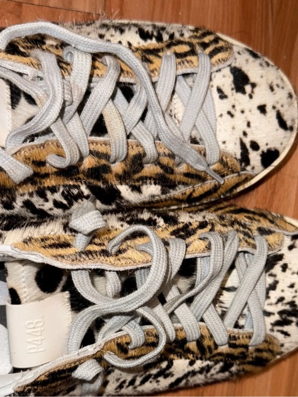 P448 Leopard-Print Low-Top Sneakers in Black, White & Tan - Picture 8 of 16